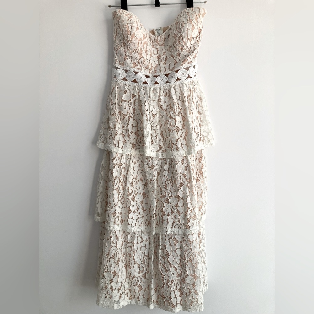 Lulus Summer Strapless Bustier Midi Dress